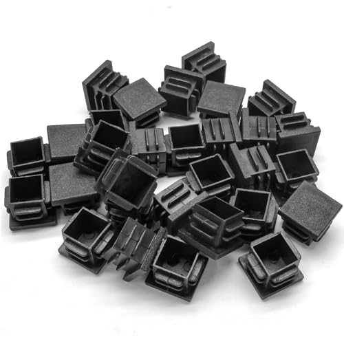 Image of Litoexpe 32 Pack 3 /4 Inch Square Plastic Plug, Black Tubing End Caps Plugs Insert End Caps for Square Tube and Furniture Legs
