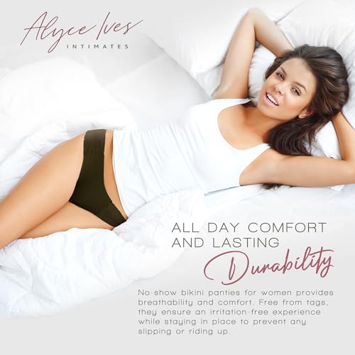 Pretty Sweet Intimates Women’s Seamless Cheeky Bikini Underwear, Pack of 10- Laser Cut, No Show Cheeky Panties with Lace