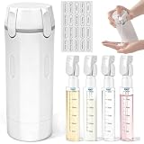 Reiseflaschen zum Befüllen 4 in 1 Reisespender mit Etiketten, 4 Stück 30ml Reiseflaschen Set, Auslaufsicher und Tragbare Reisespender Set für Shampoo, Lotion, Conditioner und Kosmetik (Weiß)