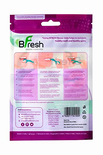 BFresh Flossers 3 in 1 Dental Floss Picks 50 Pcs Mint flavored flosser with tongue cleaner and toothpick for fresh breath and healthy gums - Image 3