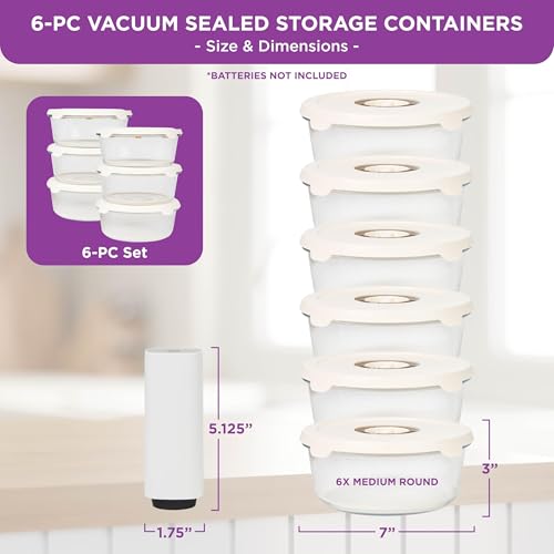Image of HOLDN' STORAGE Vacuum Food Storage Containers, Set of 6 Glass Containers & Electronic Pump - Keep Food Fresh Longer, BPA-Free Glass, Leak-Proof, Ideal for Meal Prep, Marinating