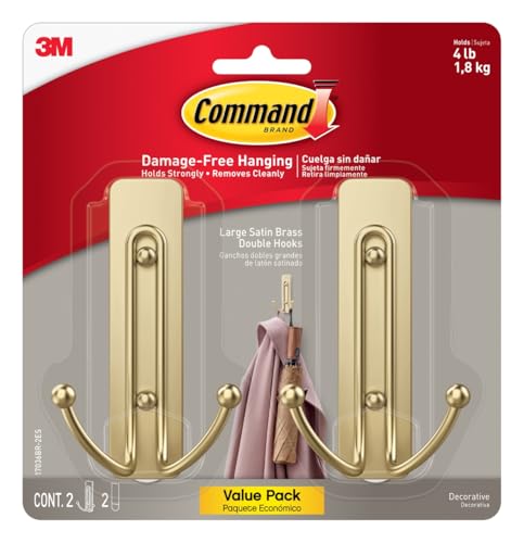 Command Large Bronze Double Hooks, 2 Hooks, 2 Strips - image 1