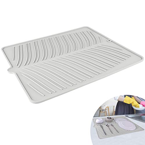 Silicone Dish Drying Mat, Drying Mat for Kitchen Counter, Dish Drying Mat, Silicone Drying Mat Heat Resistant Mat, Silicone Heat Resistant Mat (Grey)