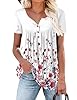 ONLYSHE Women Floral Print V Neck Button Decor Pea... #1