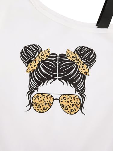 SHENHE Girl's Summer Graphic Tee Cut Out Shoulder Short Sleeve Asymmetrical Tshirt Top3