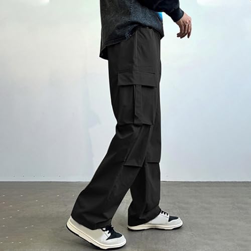 Men's Baggy Cargo Pants Wide Leg Casual Hiking Parachute Pants Loose Fit Hip Hop Outdoor Baggy Pants with Pockets4