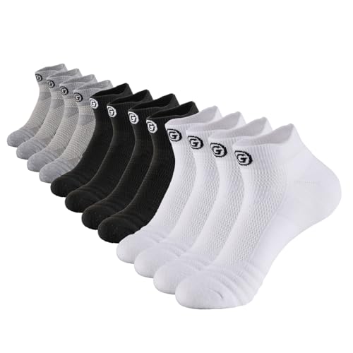 Mens Womens Athletic Ankle Socks Compression Cushion Padded Arch Support Moisture Wicking Low Cut No Show Socks for Running Walking Cycling Hiking Sport Unisex Adult 6 Pack Multicolor Size 10-13