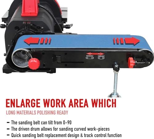 Bild 4 - Bucktool 700W Bandschleifer für Metall und Holz mit 1HP Motor, verstellbarer 100x914mm Bandschleifer und 200mm Teller