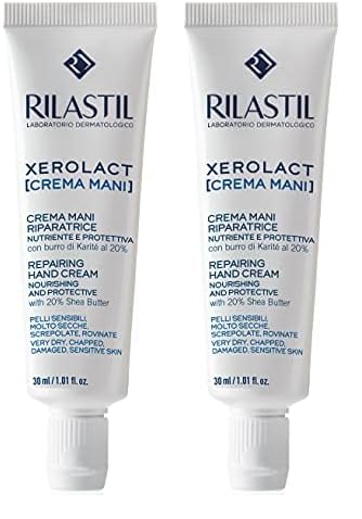 Rilastil Xerolact Crema de Manos, Hidratante y Reparadora, de Óptima Absorción, para Manos Muy Secas, Agrietadas y Dañadas, para Piel Sensible, con Manteca de Karité, Hipoalergénico, 30 ml