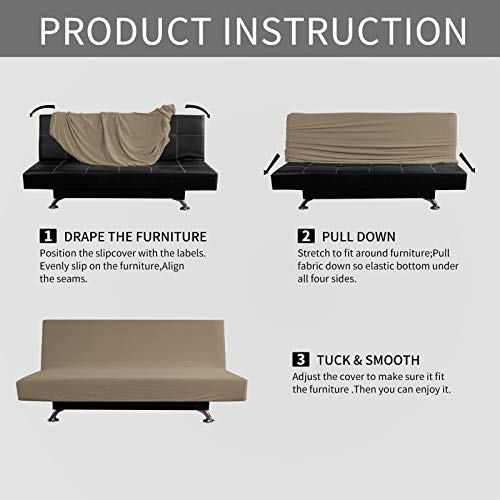 Image of Easy-Going Stretch Large Futon Slipcover Armless Futon Cover Natural