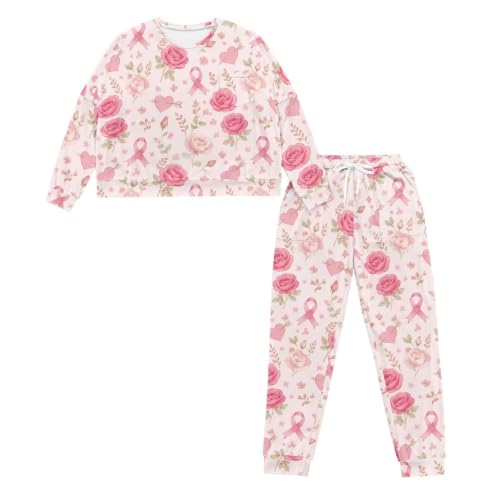 Image of Womens Pajama Sets 2 Piece Pjs Lounge Sets Long Sleeve Sleepwear Crew Neck Pullover Top with Long Pants
