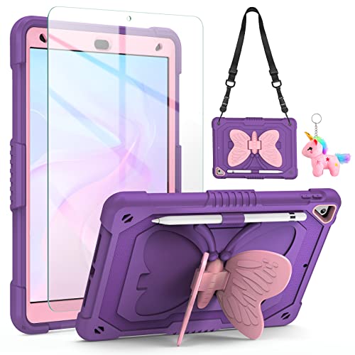 Étui iPad 10.2 avec protège-écran coque rigide violette pour enfants