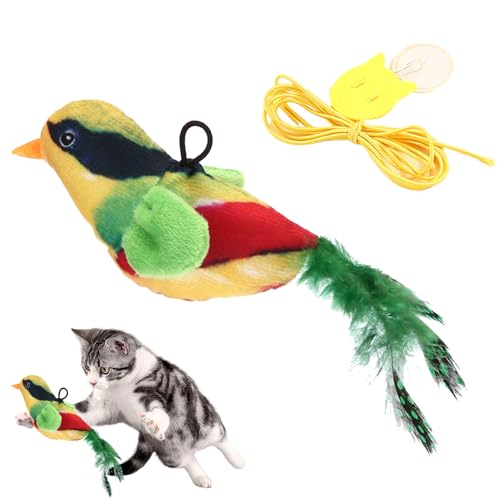 インタラクティブな鳥の猫のおもちゃ - チューインティーザーのおもちゃ、きしむペットアクセサリー、子猫のエクササイズエイド|ストレスリリーフキャットプレイツール、チャイングバードチュートイ、好奇心wear盛なネコの楽しいエンゲージメント