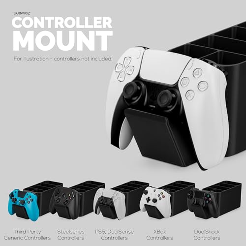 Image of BRAINWAVZ Game Controller, Remote Control Holder & Pen Organizer, Ideal for Side Tables & Desktops (For 3 to 5 Remotes, 1 Game Controller, Pens & Stationery)