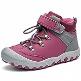 Mishansha Kinder Wanderschuhe Mädchen Trekkingschuhe Atmungsaktive Sportschuhe Outdoor Sneaker mit Schnellverschlüss Wanderstiefel Freizeitschuhe Camping Rot B 31