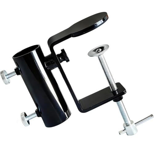 Patio Umbrella Clamp - Balcony Umbrella Railing Mount | Upgraded Steel Umbrella Holder, Attaches to The Deck Railing, Chair, Benches, Tailgates, Boats and More, Black