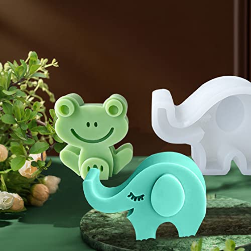 Hyzaphix 2Pcs 3D Candle Mold Animal Resin Mold Dinosaur Epoxy Molds Silicone Owl Giraffe Elephant Frog Mould For Diy Craft Handmade Soap Candle Making (B) #TOP1