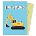 Produktbild Postkartenschmiede Bagger Einladungskarten Kindergeburtstag Junge (10er-Set) - Einladung Geburtstag Kinder - Geburtstagseinladungen