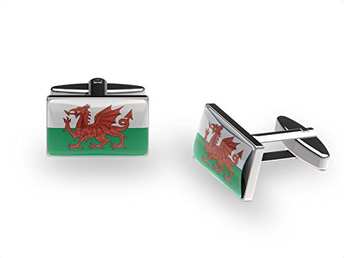 Cuffs 'N' Collars Welsh Passion Manschettenknöpfe (Wales Flagge Manschettenknöpfe mit Geschenk-Box) Cover