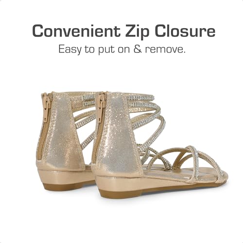 DREAM PAIRS Girls Ankle Strap Flat Sandals Summer Dressy Strappy Gladiator Rhinestones Platform Low Heels Shoes4