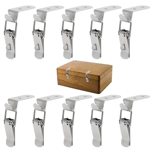 10 Pièces Fermeture à Levier 76 x 24 mm, Loquet à Bascule, Fermoir à Bascule Attache Capot pour Fenêtre, Meubles, Tiroir, Armoire, Boîte à Outils