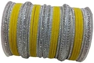 CELESTE Traditional Indain Bangle Set, Royal Heritage Indian Bangle SetBridesmaid Gift Exquisite Bridal Bangles Set (Yellow, 2.6(medium))