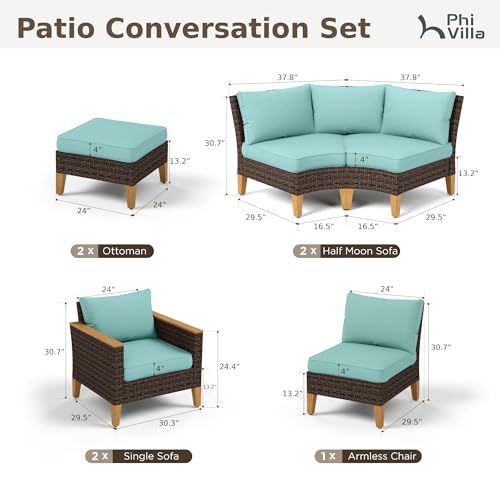 PHI-VILLA-9-Piece-Patio-Conversation-Set-Half-Moon-Curved-Sectional-Outdoor-Furniture-Patio-Wicker-Sofa-Set-for-9-Seats-with-Cushions-Blue PHI VILLA 9 Piece Patio Conversation Set Half Moon Curved Sectional Outdoor Furniture Patio Wicker Sofa Set for 9 Seats with Cushions Blue
