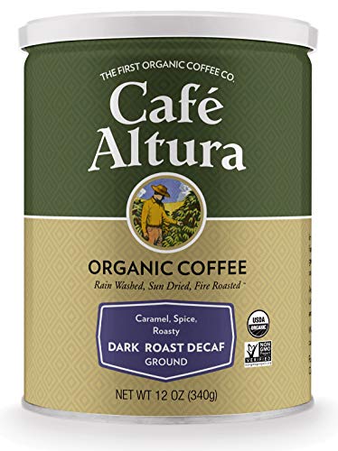 Cafe Altura Ground Organic Coffee, Dark Roast Decaf, 12 Ounce (Pack of 3)