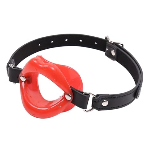 Image of Leather Restraints Ball Mouth Plug Red Lips BDSM Toys for Lover Couple | Adjustable Strap Adult Toys Silicone Restraint Slave SM Game