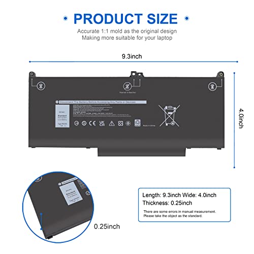 Image of MXV9V Laptop Battery Replacement for Dell Latitude 7400 7300 E7400 E7300, Latitude 5300 5310 2-in-1, for Inspiron 7300 7306 2-in-1 Black Series P96G P97G P99G P100G 5VC2M 829MX 05VC2M 0829MX 60Wh