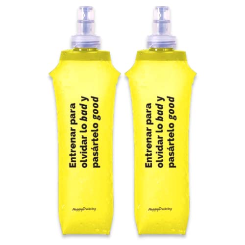 HappyTraining Soft Flask Botella de Agua Running Trail Flexible 250ml TPU Bolsa de Hidratación Deportiva para Correr, Trekking, Senderismo, Ciclismo BPA Free