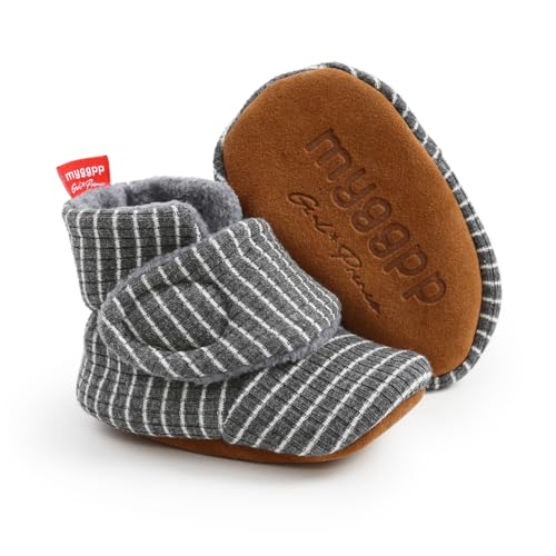 Image of GDSDYM Baby Booties Cozy Fleece Slippers Soft Baby Shoes With Gripper Soles, Winter Warm Infant Newborn Crib Sock Shoes First Walkers