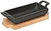 Produktbild getgastro Rechteckige Mini Servierpfanne aus Gusseisen - mit Holzuntersetzer, Griff mit Aufhängeöse / 15 x 7,7 x 3,2 oder 18 x 9,5 x 3 cm (A2-18 x 9,5 x 3 cm)