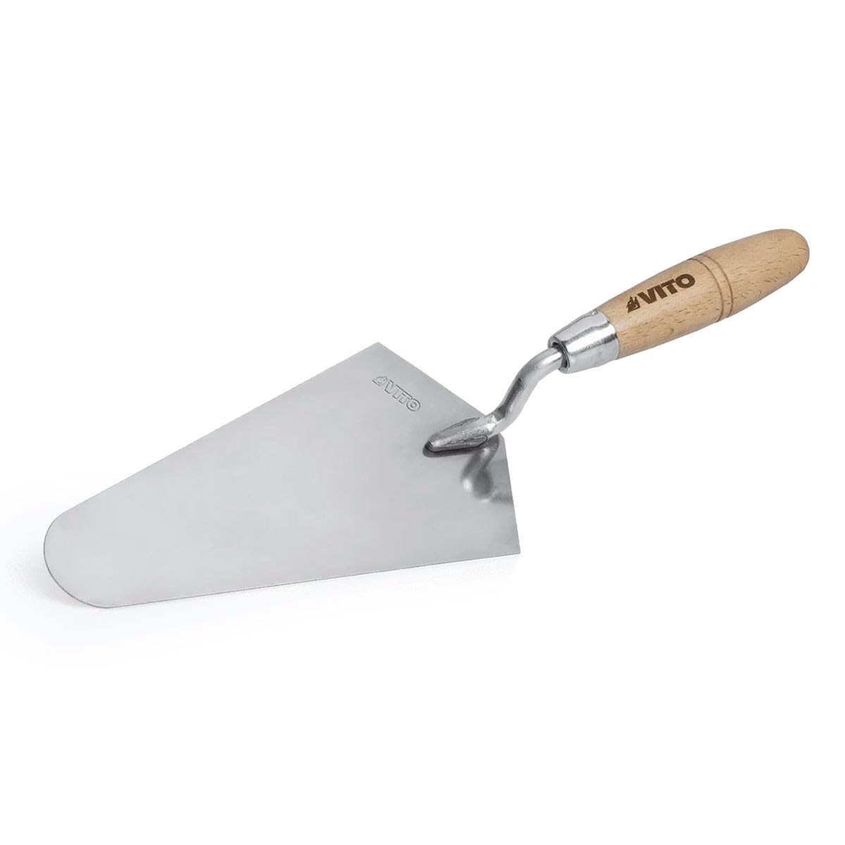 VITO - Truelle Ronde 22cm en Acier Inox - Outil de Maçonnerie Forme Ronde pour Jointoiement - Lissage Ciment et Finition - Manche Bois Massif Ergonomique