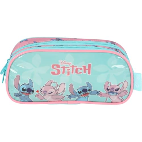 Estojo Duplo, Stitch, Tecido, Verde, Luxcel