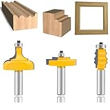 LEATBUY 3 PCS Router Bit Set, 1/2-Inch Shank Complete Picture Frame Making Cabinet Router Bits, Woodworking Wood Molding Cutter Door Drawer Front Edging Router Bit Sets(1/2-classic)