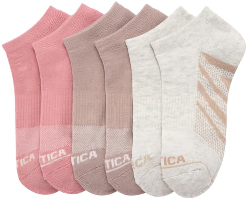 Image of Nautica Womens No Show Socks Moisture Wicking Athletic Low Cut Socks 6 Pack | Moisture Wicking Dri-Motion Fabric, Cushioned Key Areas, Banded Arch Support, No Show Low Cut, Shoe Size 4-10