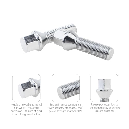Image of 20pcs 14 x 1.5mm - 40mm 60mm Lengthen Cone - Shape Lug Nut Fit for Benz /BMW /Volkswagen, Durable Compact Wheel Lug Nuts Bolt