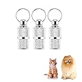 3 Pcs Stainless Pet ID Tags Barrel,Stainless Steel Anti Lost Dog Cat ID Tag Address Name Label,Mini Anti Lost Pet Tube Tag Stainless Steel ID Name Tags for Pet Name Phone Address Information