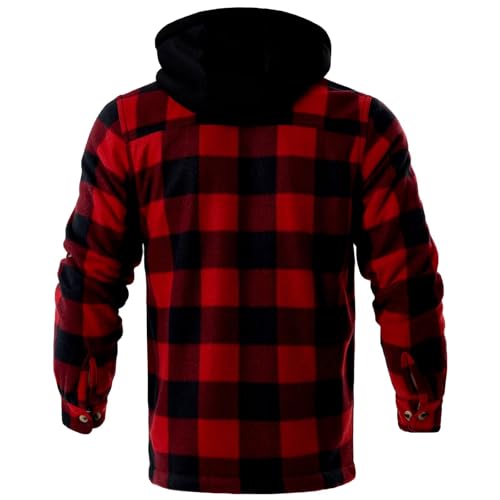 Image of LeeHanTon Mens Flannel Jacket Heavyweight Sherpa Fleece Jackets Outdoor Hiking Casual Soft Warm Coat with Pockets