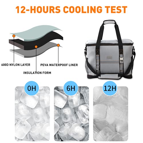 Hoihoo Large Cooler Bag 72 Can, Collapsible And Insulated Large Lunch Box Portable Leakproof Cooler Bag For Picnic Beach Camping Road Trips 48L #TOP3