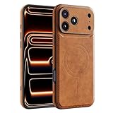 Hoerrye für iPhone 17 Pro Hülle Leder, Vintage Klassisches PU-Leder Luxus Business Kamera Rahmenschutz Hülle, Weiche rutschfeste Griff Anti-Kratzer Stoßfeste Hülle für iPhone 17 Pro