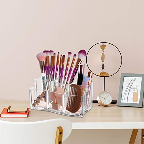 Image of Tbestmax 6 Slot Acrylic Makeup Brushes Holder Organizer, Clear Eyebrow Pen Container Cosmetics Storage