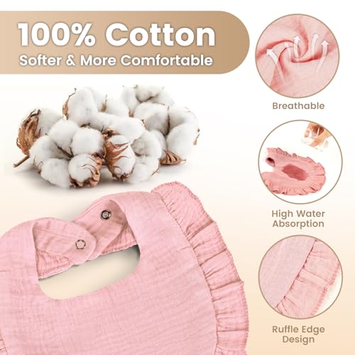 Oiomniv Muslin Baby Bibs, 6-Pack Bandana Drool Bibs Soft Cotton Adjustable Unisex Newborn, Toddler for Drooling Teething3