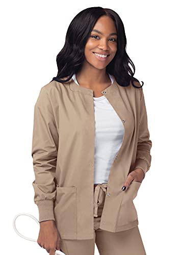 SIVVAN Scrubs for Women - Front Snap Warm - Up Jacket - S8306 - Khaki - L