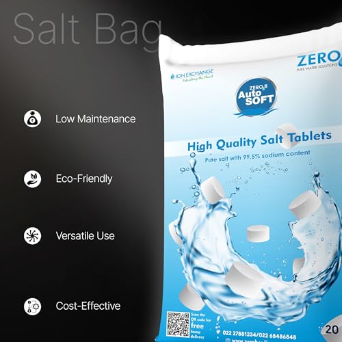 Zero B Water Softener Salt Tablets 40 Kg | Premium Water Purification Salt for Efficient Softener Performance | Soft Water Solution for Home, Office & Industrial Use | Number Of Salt Bags 02