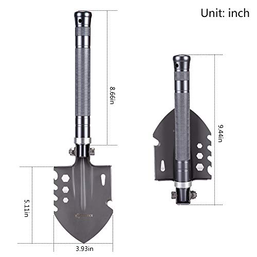 ANTARCTICA 15'' Military Portable Folding Shovel Multitool Compact Backpacking Tactical for Hunting, Camping (Silver)
