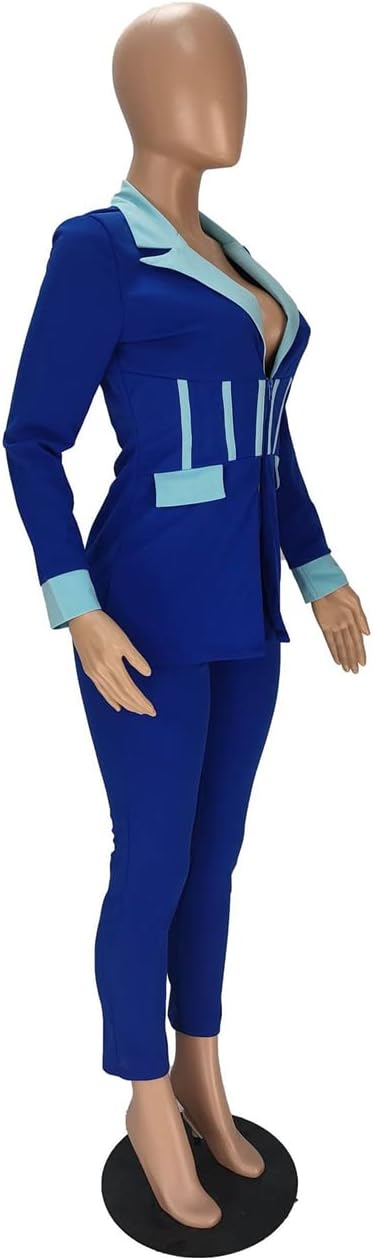 Womens Sexy 2 Pieces Graffiti Print Blazer Suit Pants Set Nightclub Tracksuit Outfit Set - Image 4