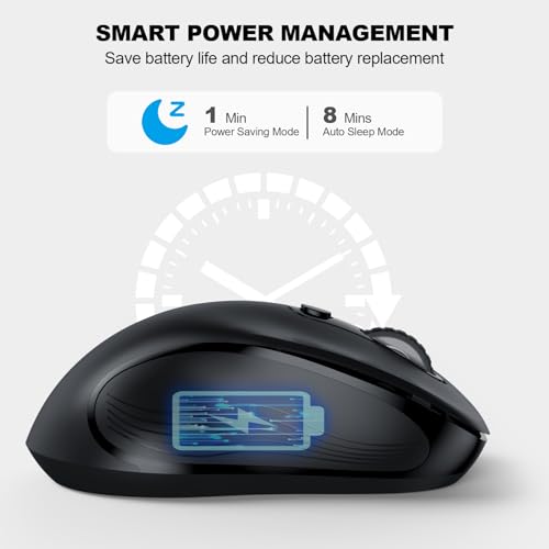 Image of WisFox 2.4G Wireless Mouse for Laptop, Ergonomic Computer Mouse with USB Receiver and Type-C Adapter, 3 Adjustable Levels, 6 Button Cordless Wireless Mice for Windows Mac PC Notebook (Black)