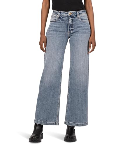 KUT from the Kloth Women's Petite Jeans High Rise Wide Leg Regular Hem
